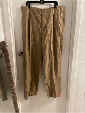 NWT FILIPPA K size 40 Dark Khaki Isabel Trouser Cotton Linen blend Pants Slacks